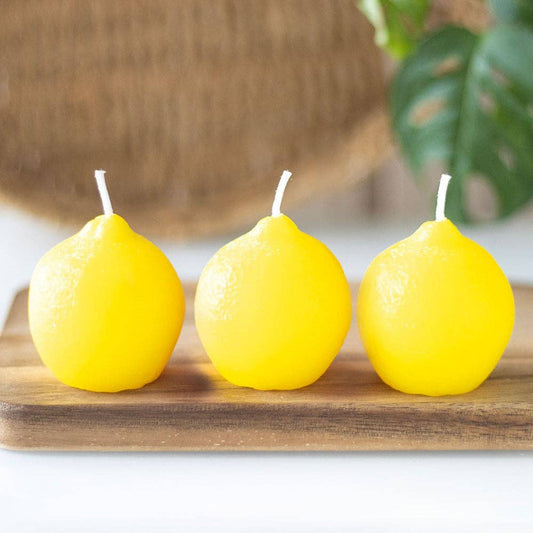 Set of 3 lemon-shaped candles