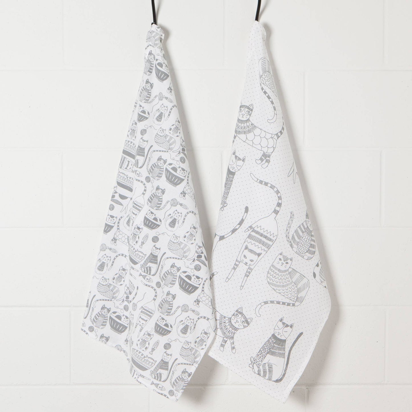Lot de 2 torchons à vaisselle Cat Print London Gray