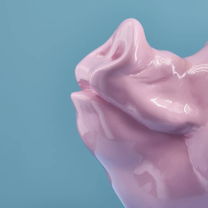 Porky Mr. Krone Money Box, Pink Poly, 34 x 24 x 28 cm