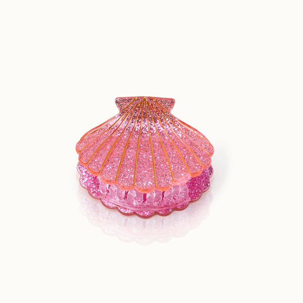 Glitterende roze schelp haarclip