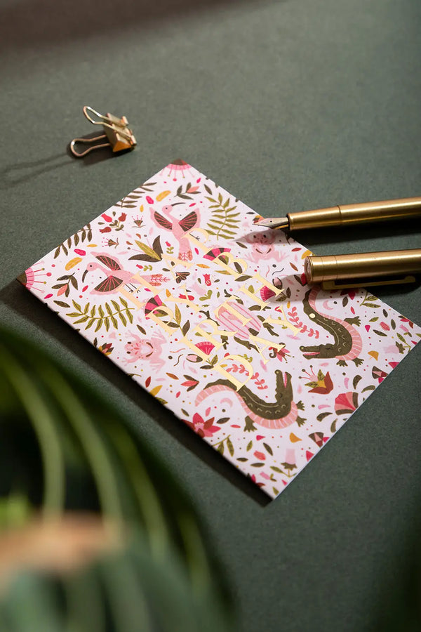 Happy birthday Pink Croco - Greeting card