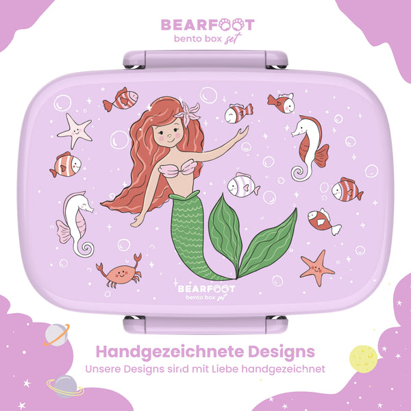 Bento Box for Kids with Compartments, Lightweight & Leak-Proof - Mermaid