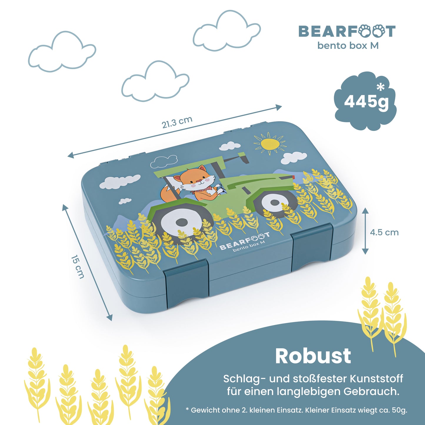 Kids' Lunchbox with Compartments, Bento Box - Tractor