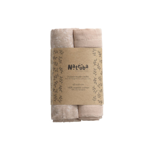 Lot de 2 langes en mousseline de coton bio Poudre - Natruba