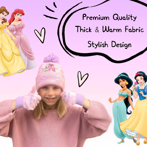 Ensemble bonnet et gants – Disney Princesses Winter Set for Girls