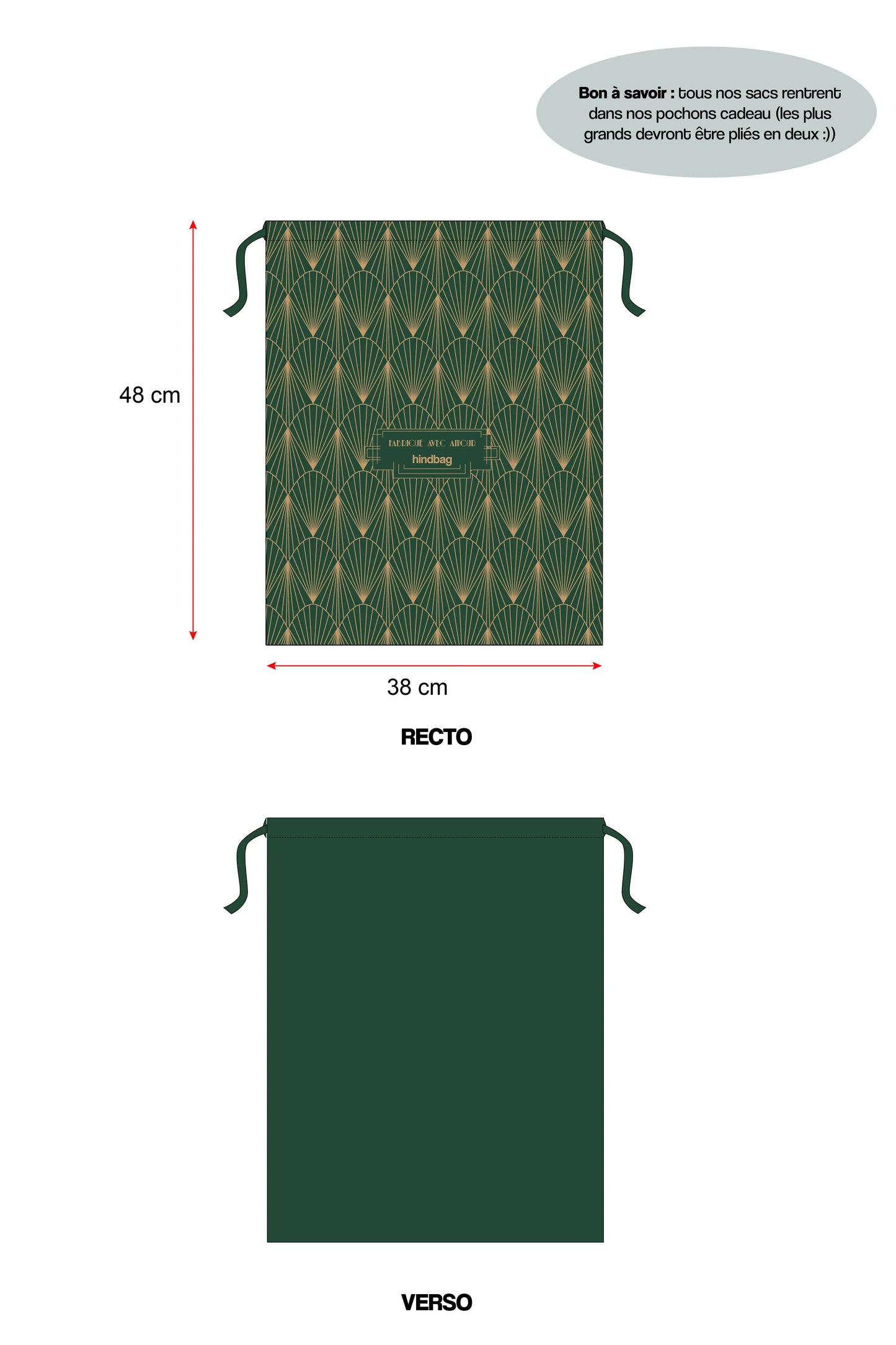 Pochon cadeau réutilisable vert
