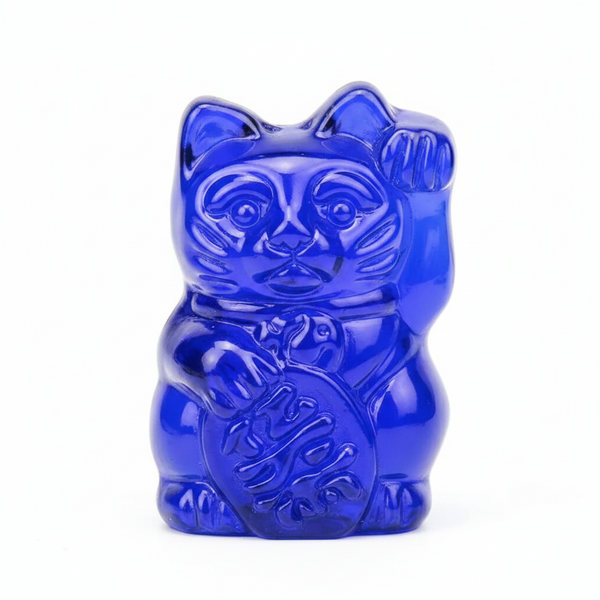 Statuette Chat Chanceux Bleu