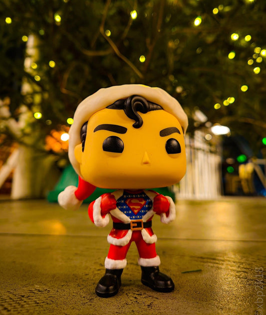 pop superman in holiday sweater 353