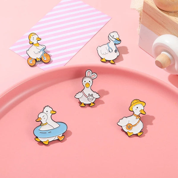 White Duck Bike Pin