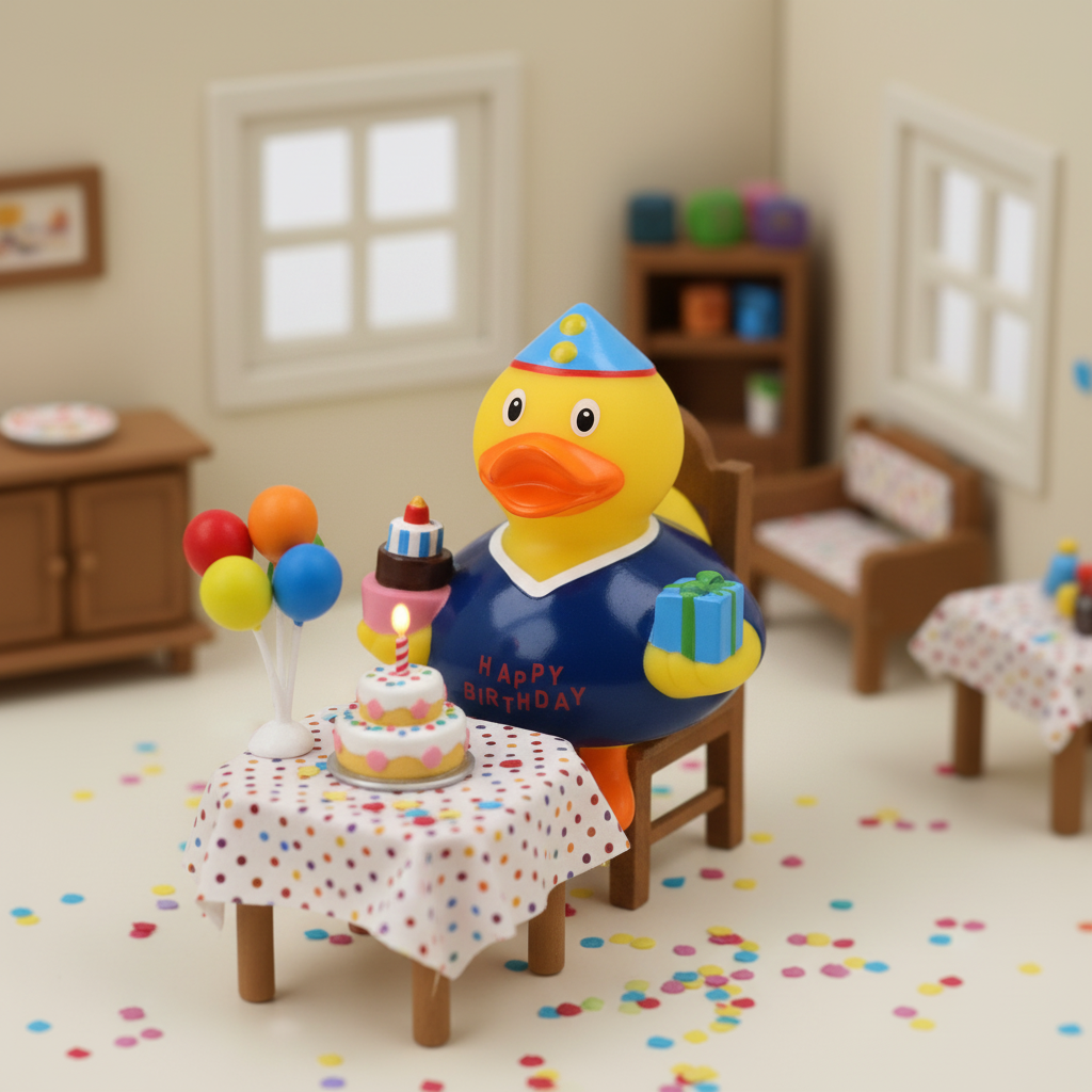 Blue birthday duck