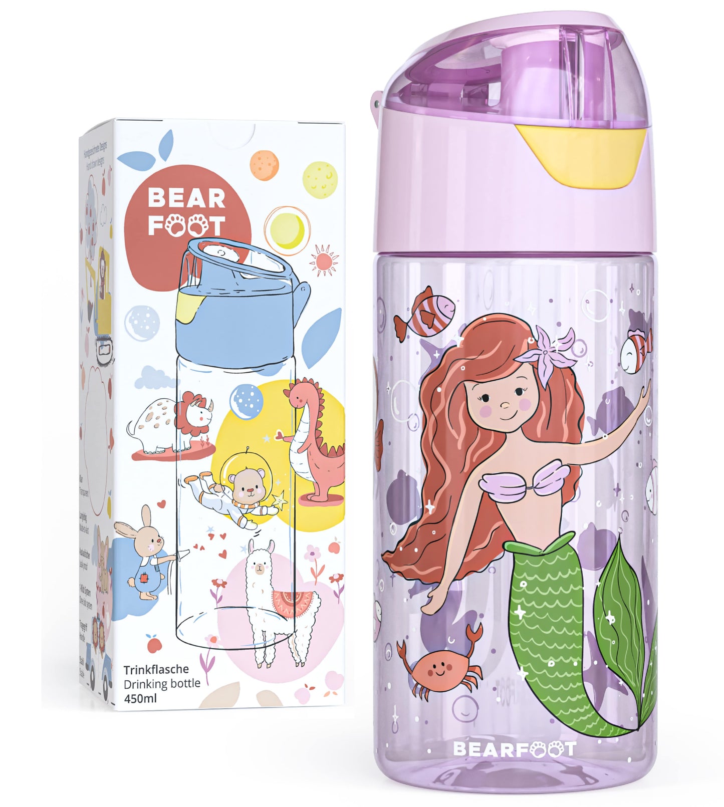 Trinkflasche Kinder, leichte Wasserflasche - Meerjungfrau