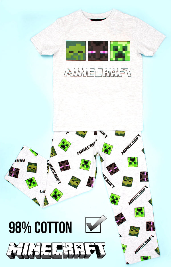 Minecraft Short-Sleeve Pajamas - Grey & Green