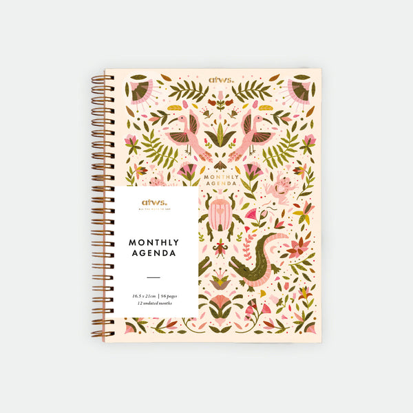 Pink Croco - Monthly Planner Spiral Bound