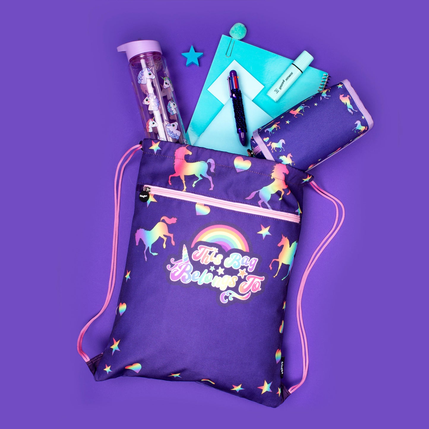 Trousse personnalisée - Licornes violettes