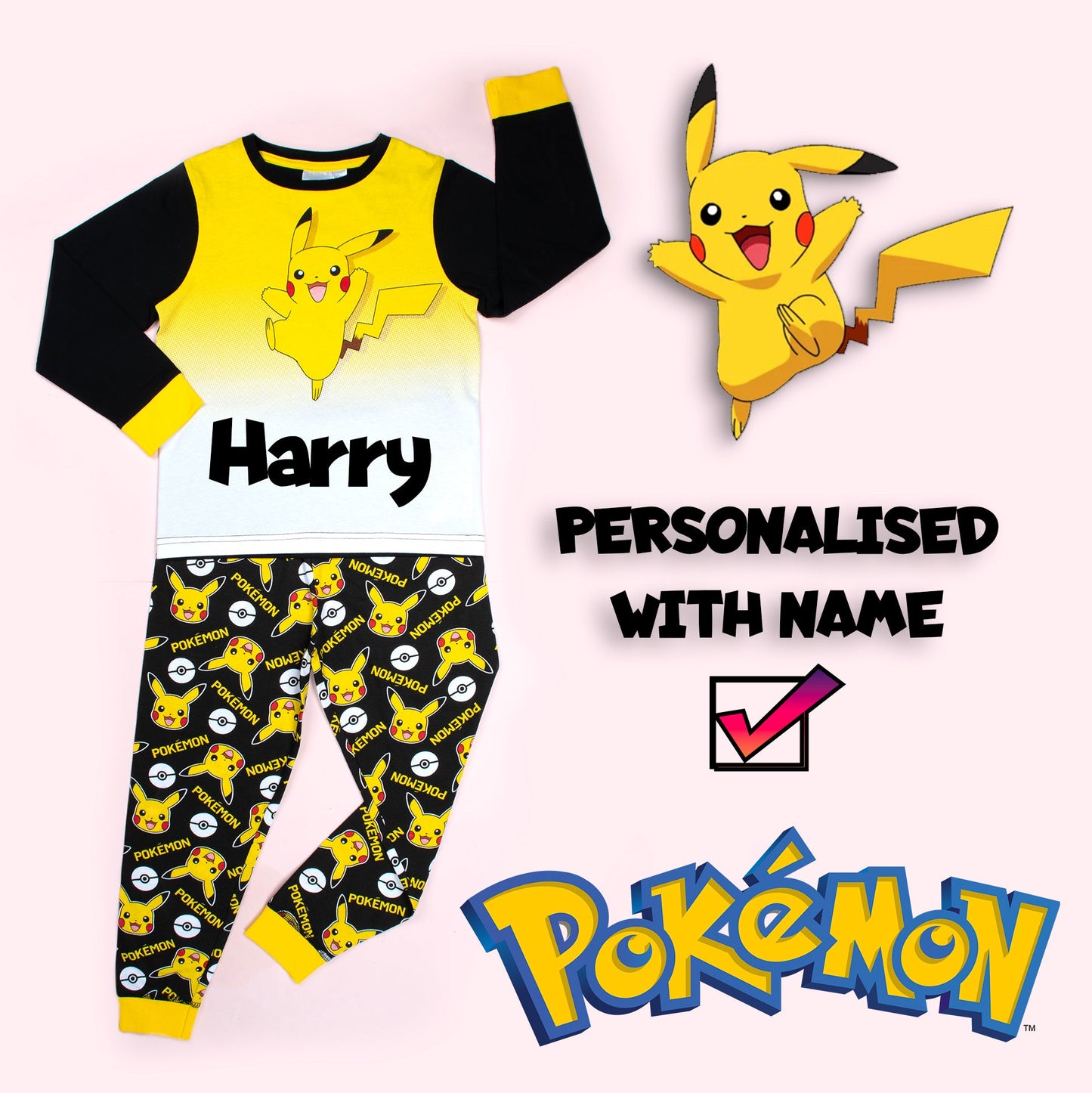 Pokemon Personalised Pyjamas - Pikachu