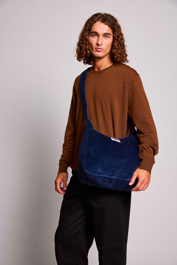 Claire Navy Velvet Hobo Bag