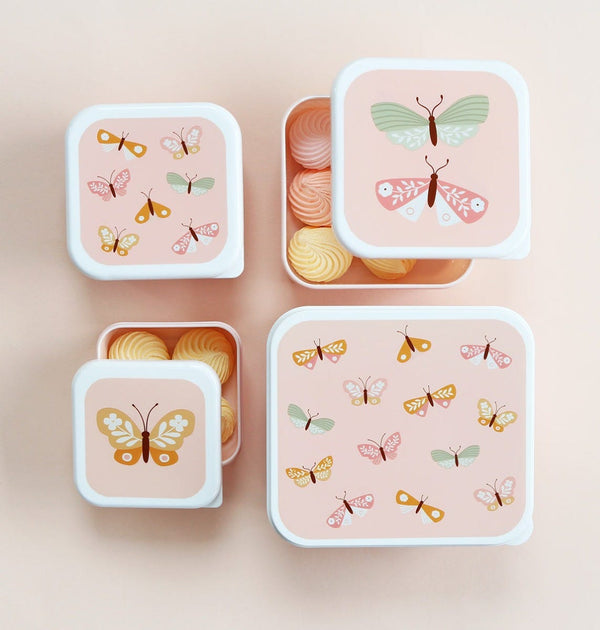 Lot de 4 boîtes repas et goûter - Papillons – vue 2 – A Little Lovely Company