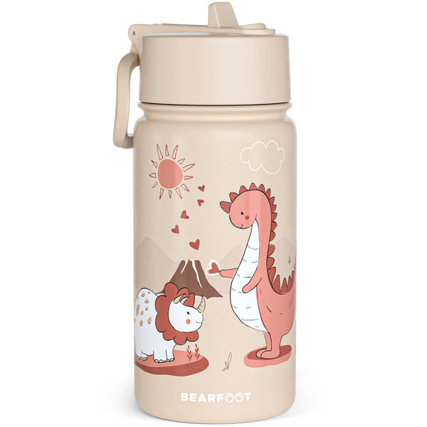 Thermo Kids Stainless Steel Drinking Bottle - Dinosaurs brown