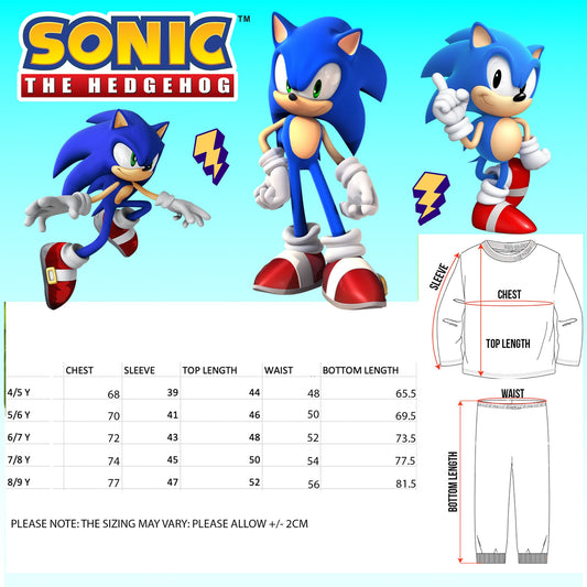 Sonic The Hedgehog Personalized Pyjama for boys Long Sleeve 100% Cotton