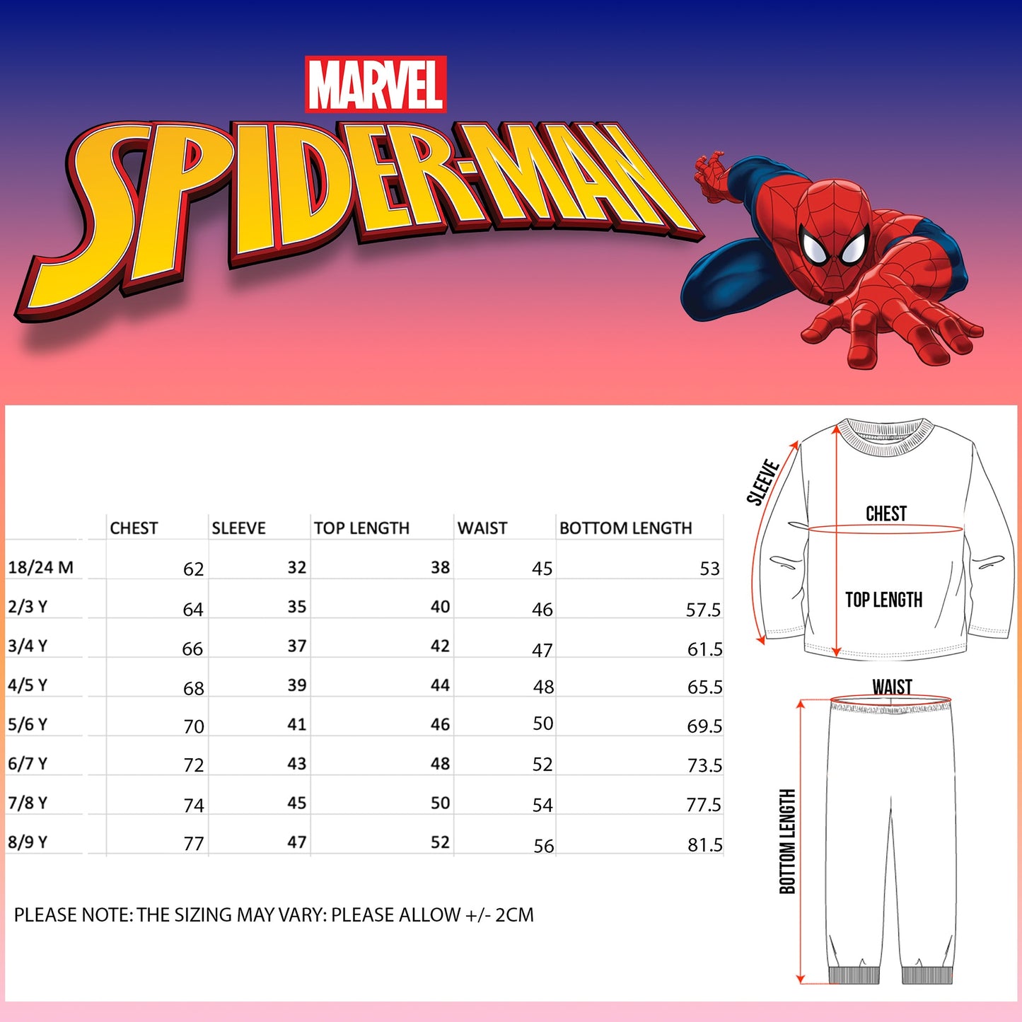 Marvel Spider-Man Personalised Initial Pyjamas