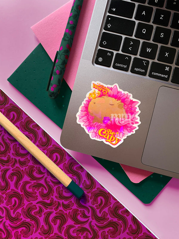 Don’t worry, be Capy | Sticker holographique