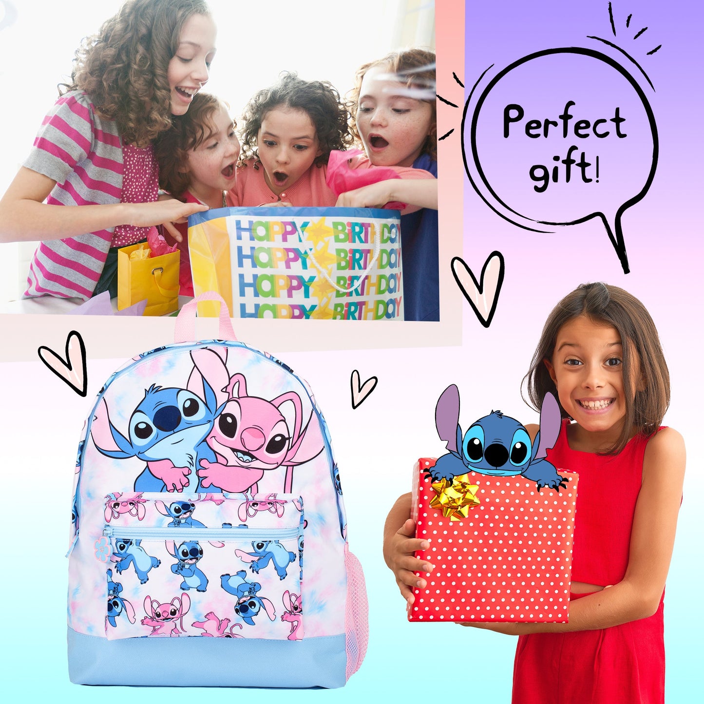 Disney Stitch fille Sac à dos scolaire | Tie Dye enfant Rucksack