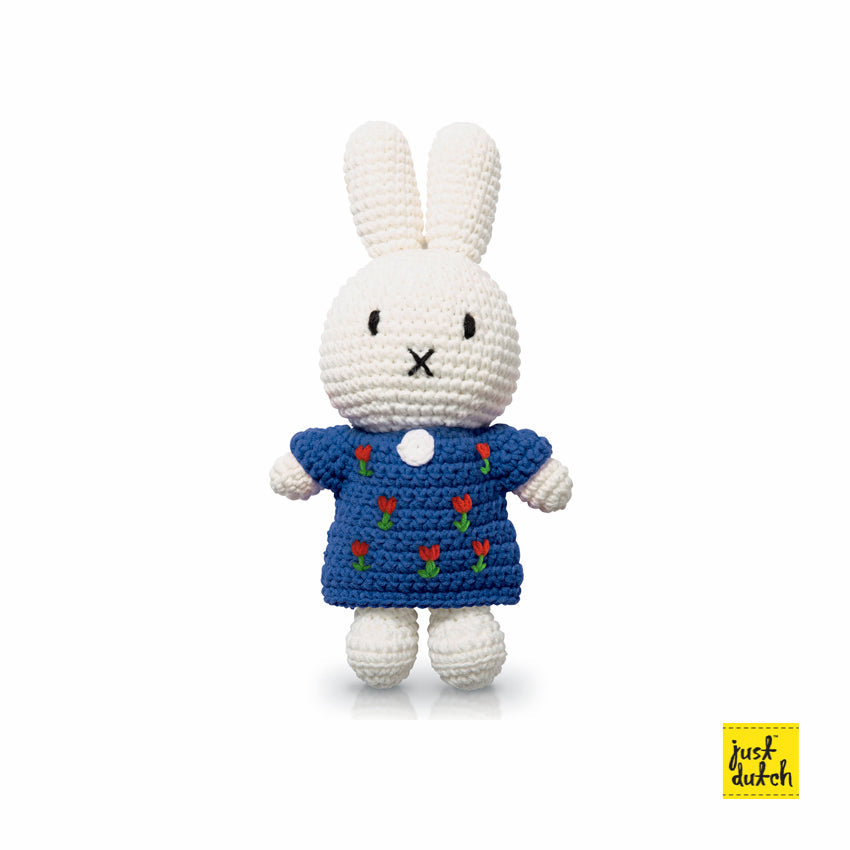 Peluche en Crochet Miffy - Robe Tulipes Bleue