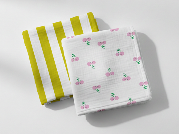 <tc>Muslin Squares, pack of 2, CHERRY POP</tc>