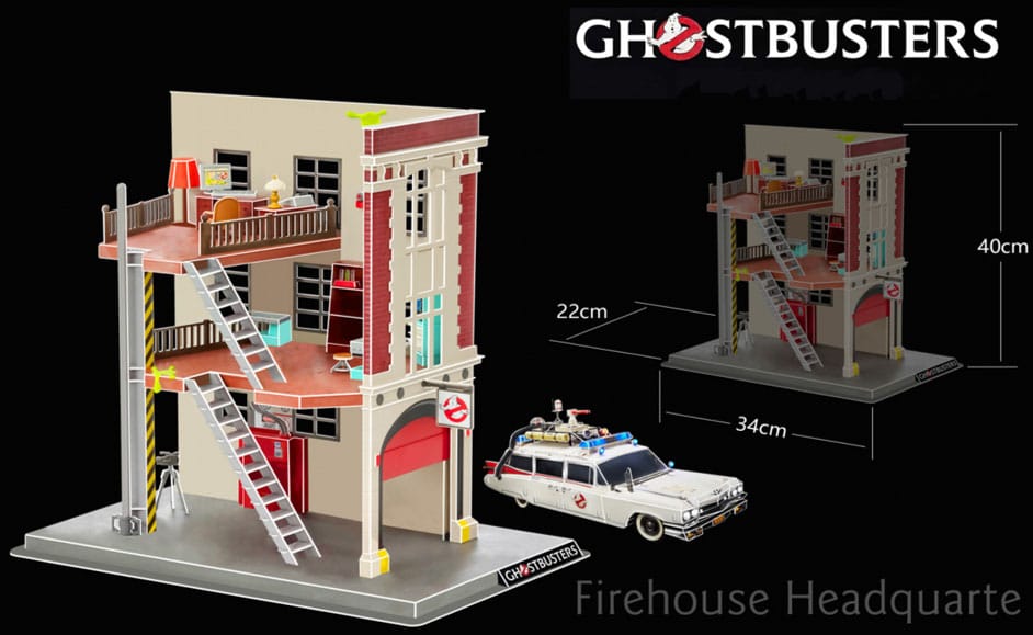 Ghostbusters 3D-Puzzle – Feuerwehrhaus mit Haken und Leiter