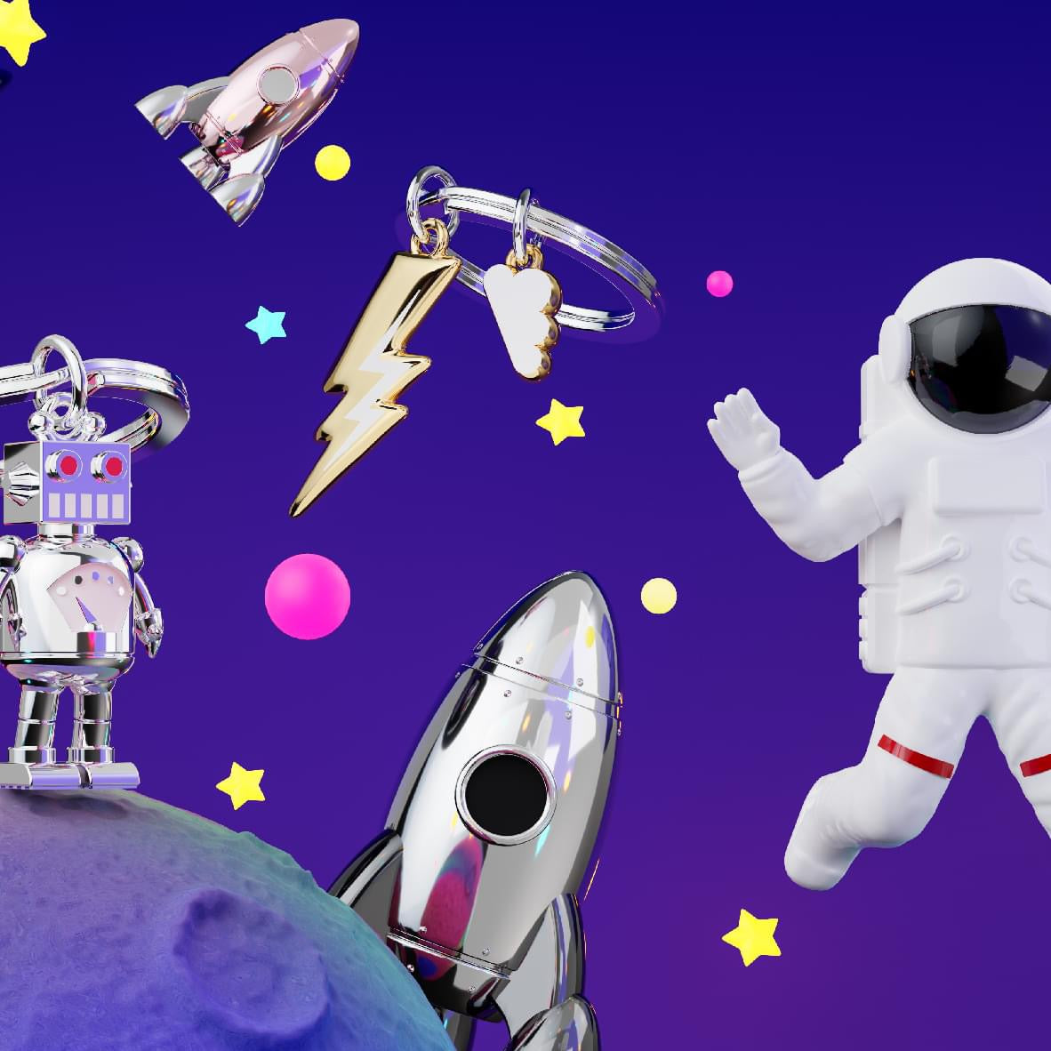 Space Rocket Keychain