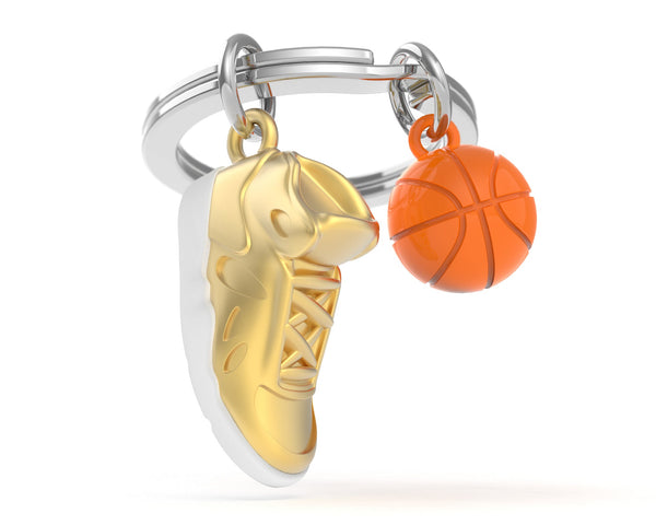 Oranje basketbal sleutelhanger