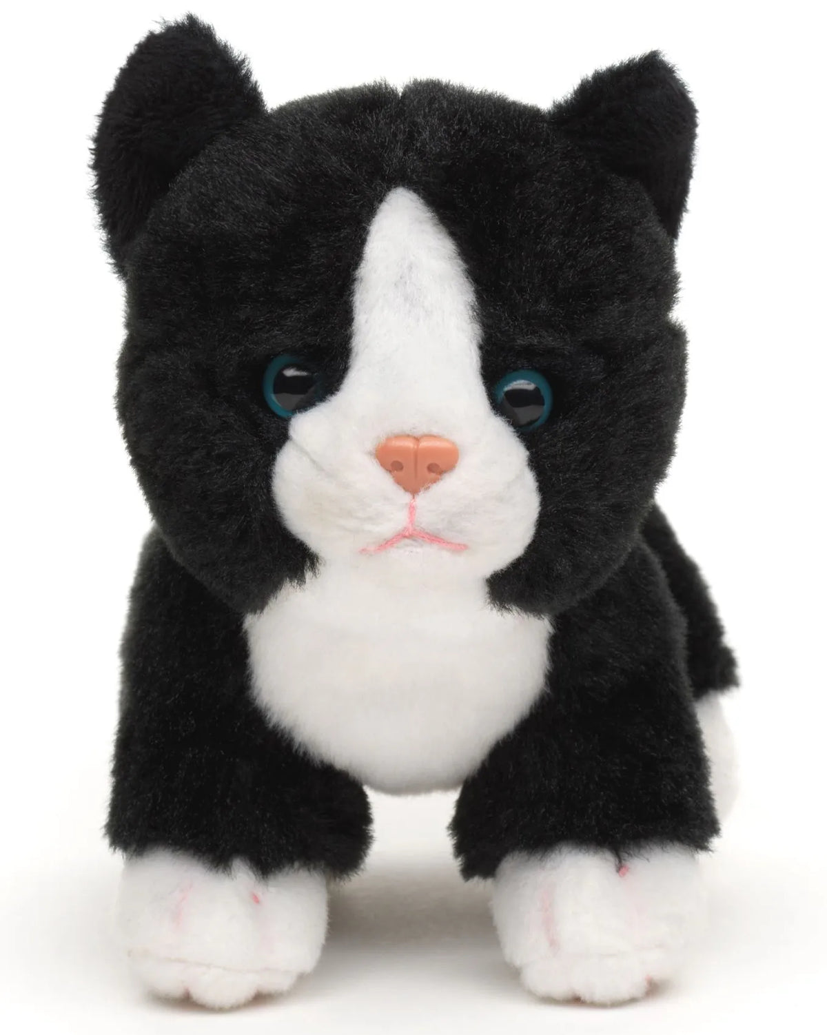 Standing black and white tuxedo kitten plush