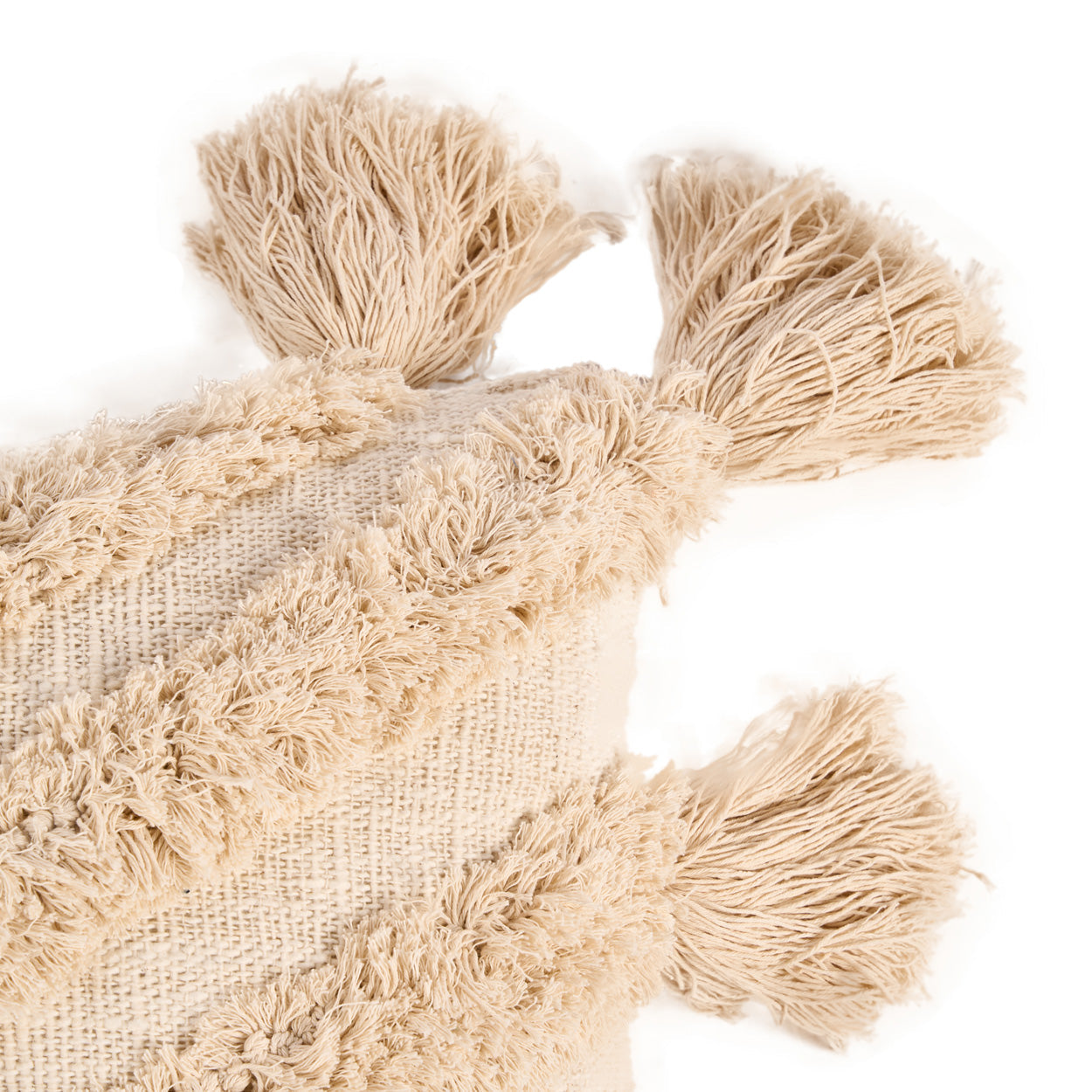 Housse de coussin Nomad à pompons – Crème 35 × 60 cm