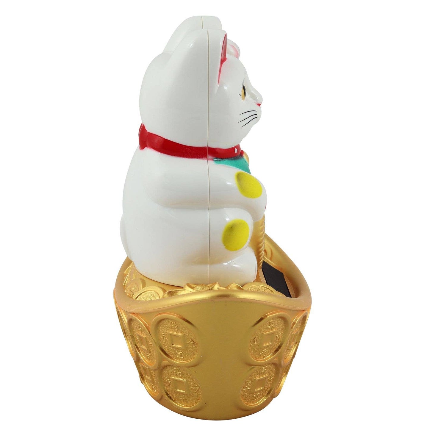 White solar lucky cat 14cm