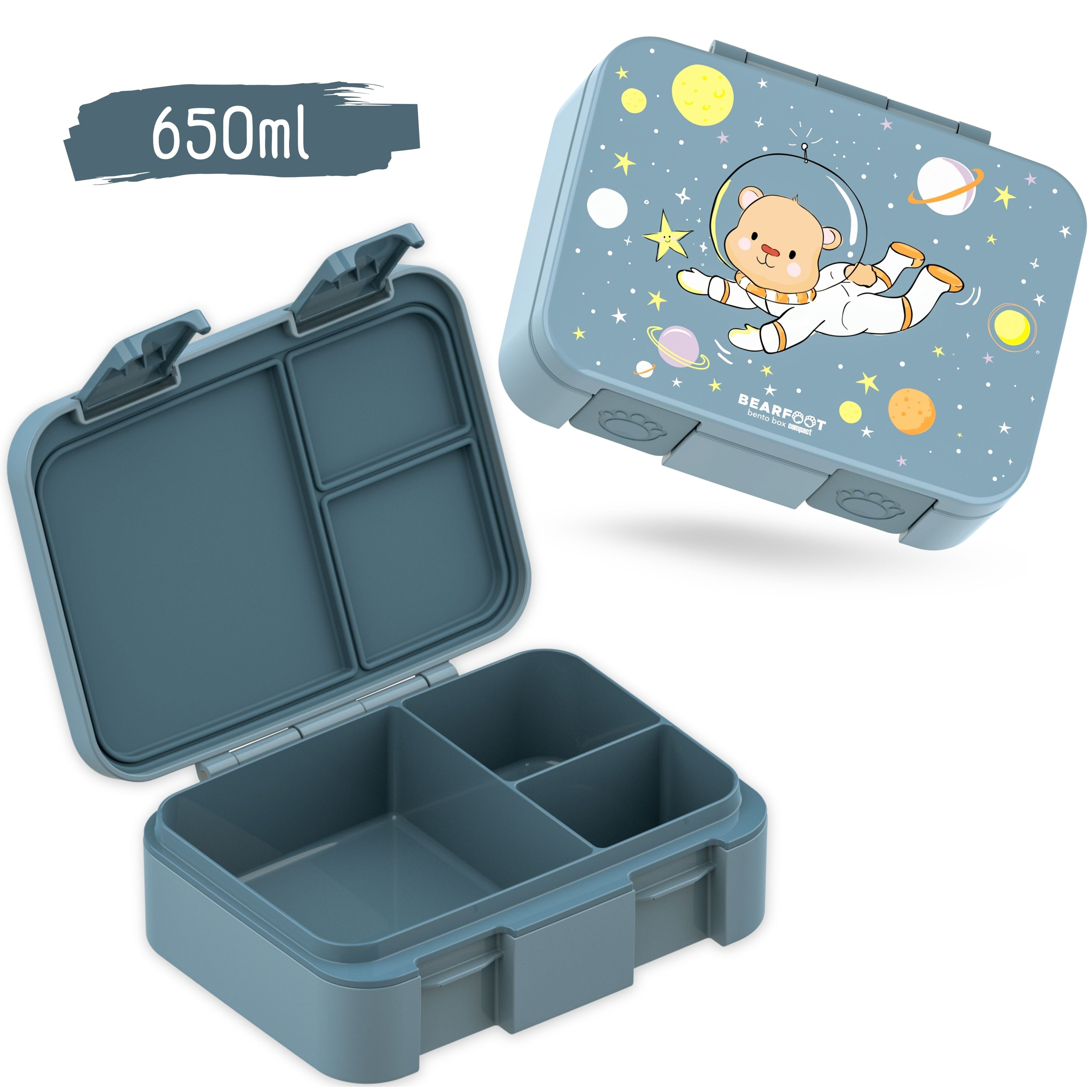 Compartmentalized lunch box, lightweight & leak-proof - Blue bear