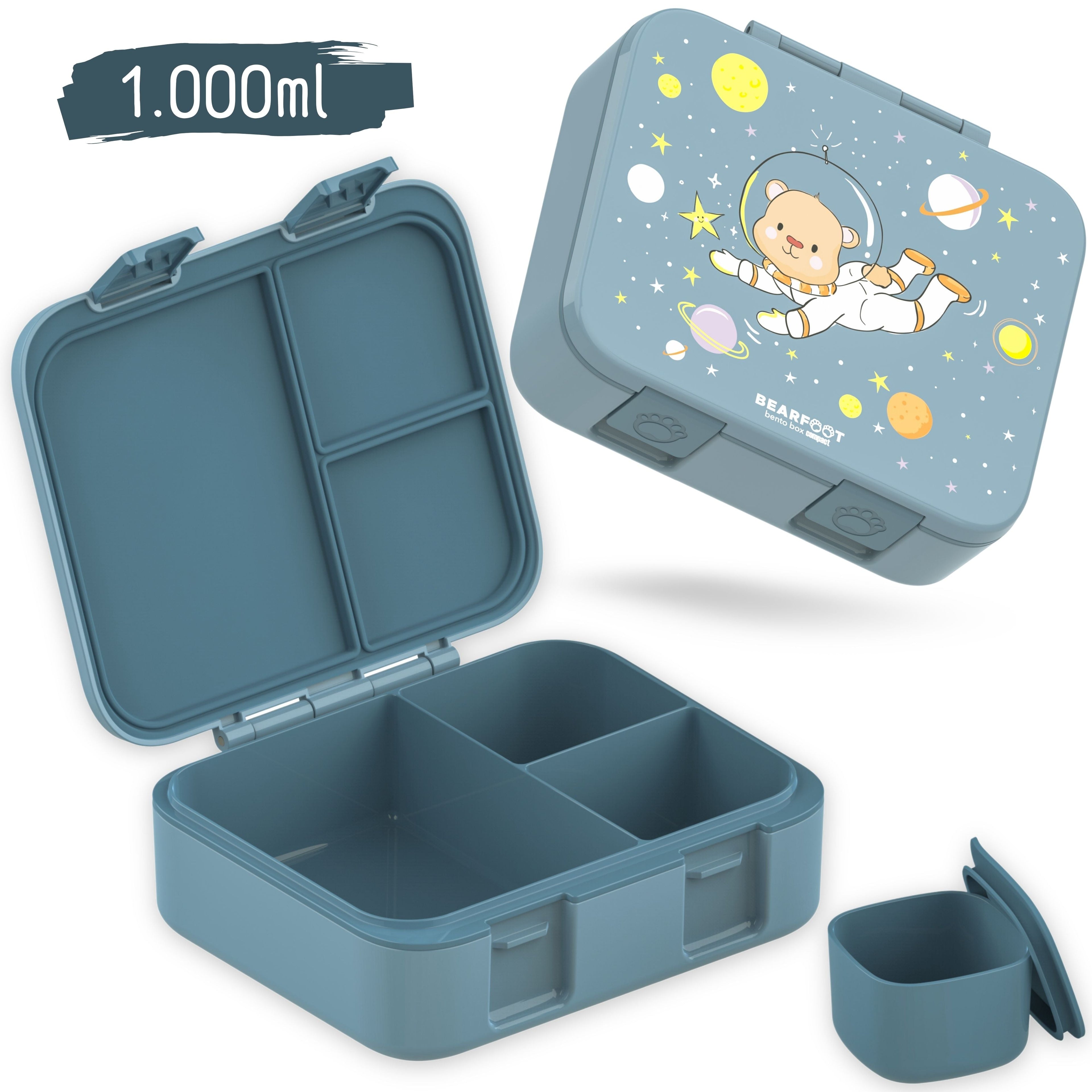 Compartmentalized lunch box, lightweight & leak-proof - Blue bear