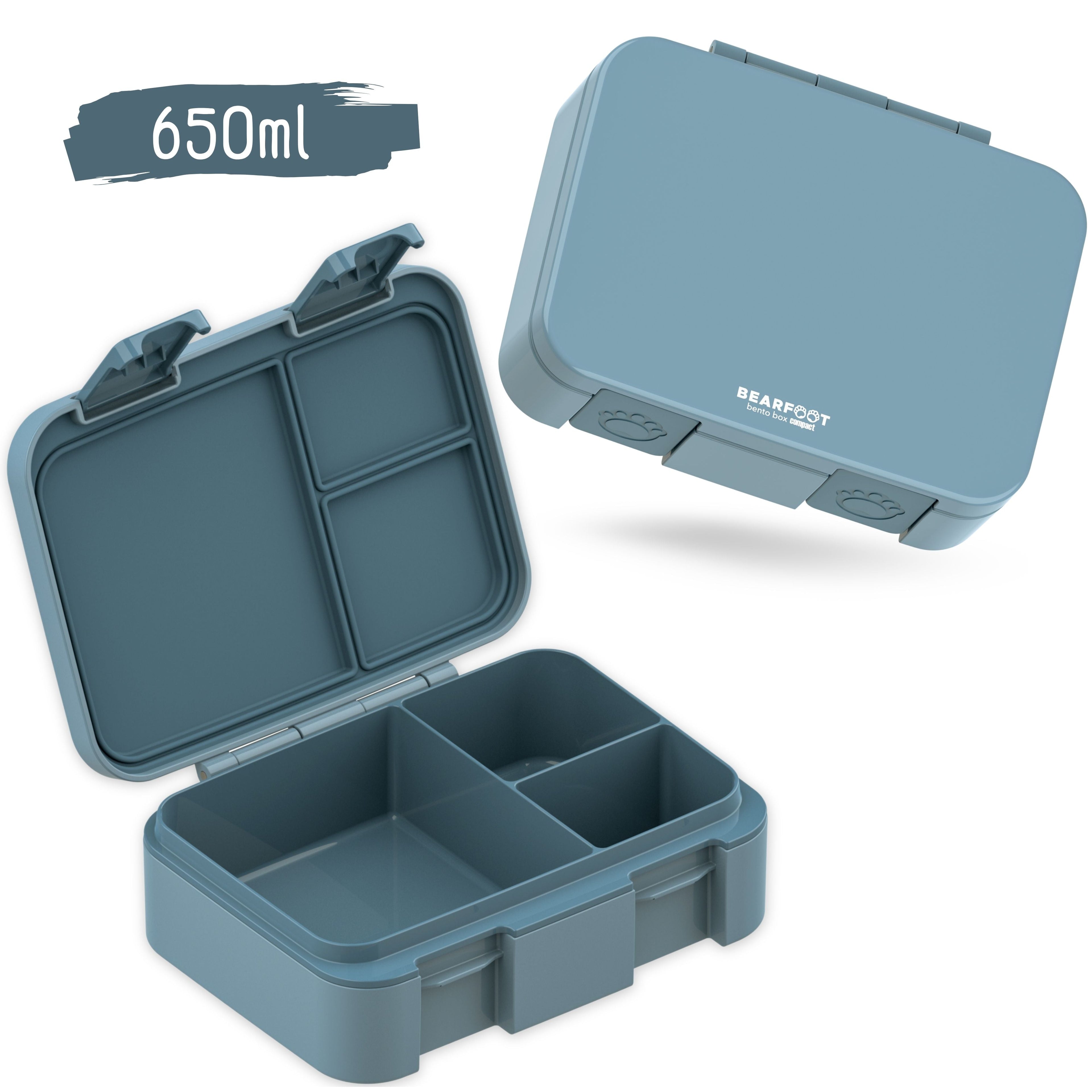 Lunch box with compartments, lightweight & leak-proof - blue