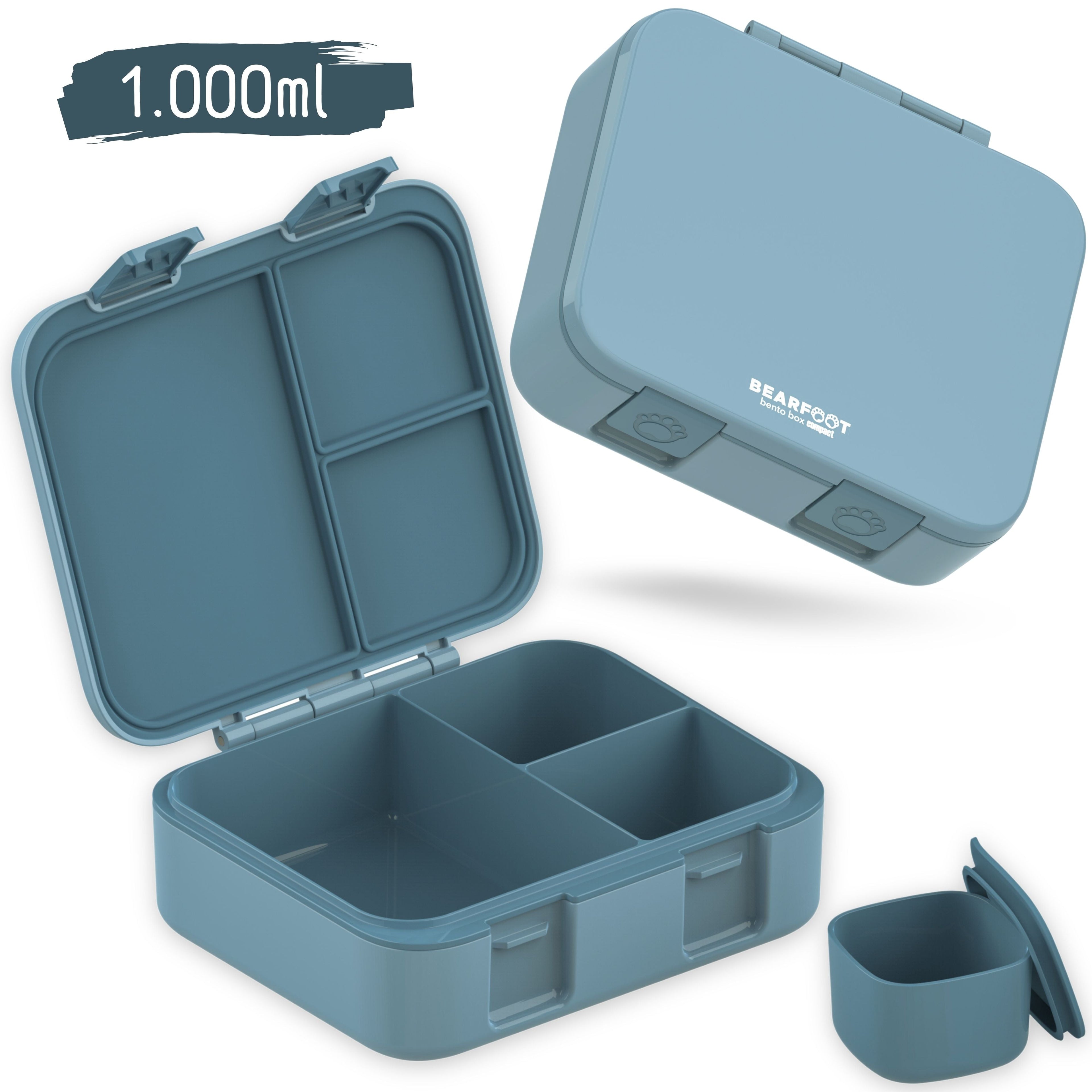 Lunch box with compartments, lightweight & leak-proof - blue