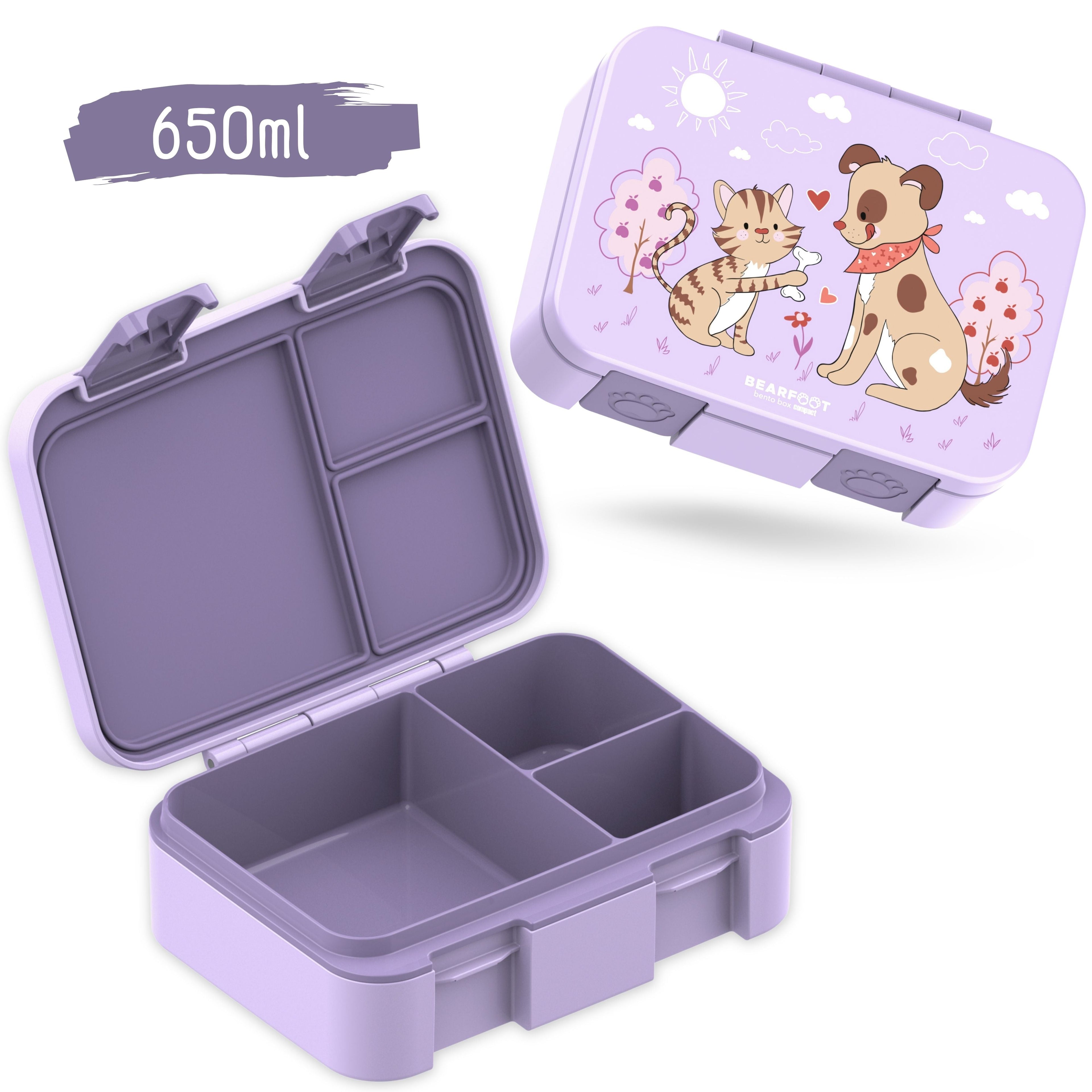 Bento Box with Compartments, Leakproof - Dog & Cat Purple