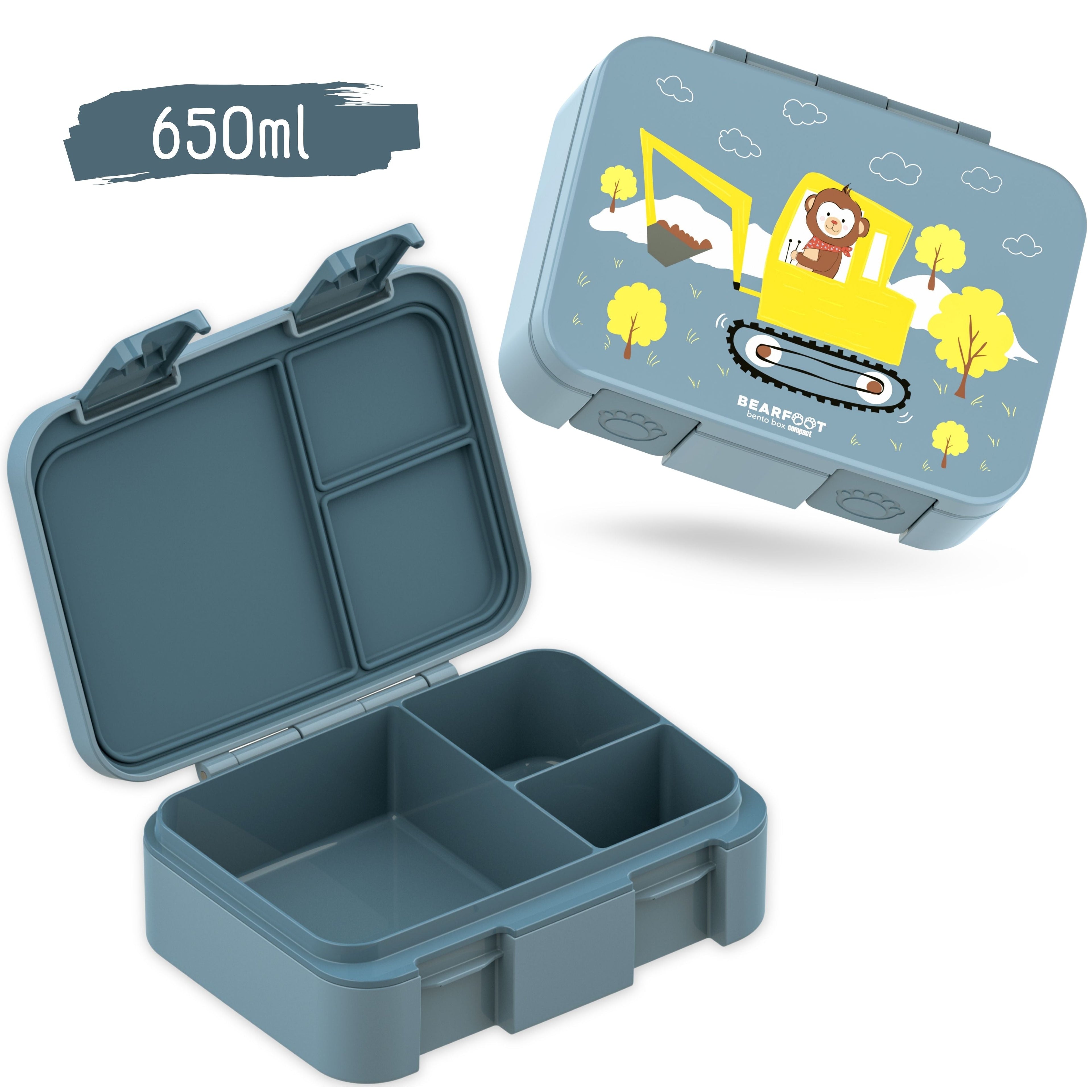 Lunchbox with compartments, lightweight & leak-proof - Excavator blue