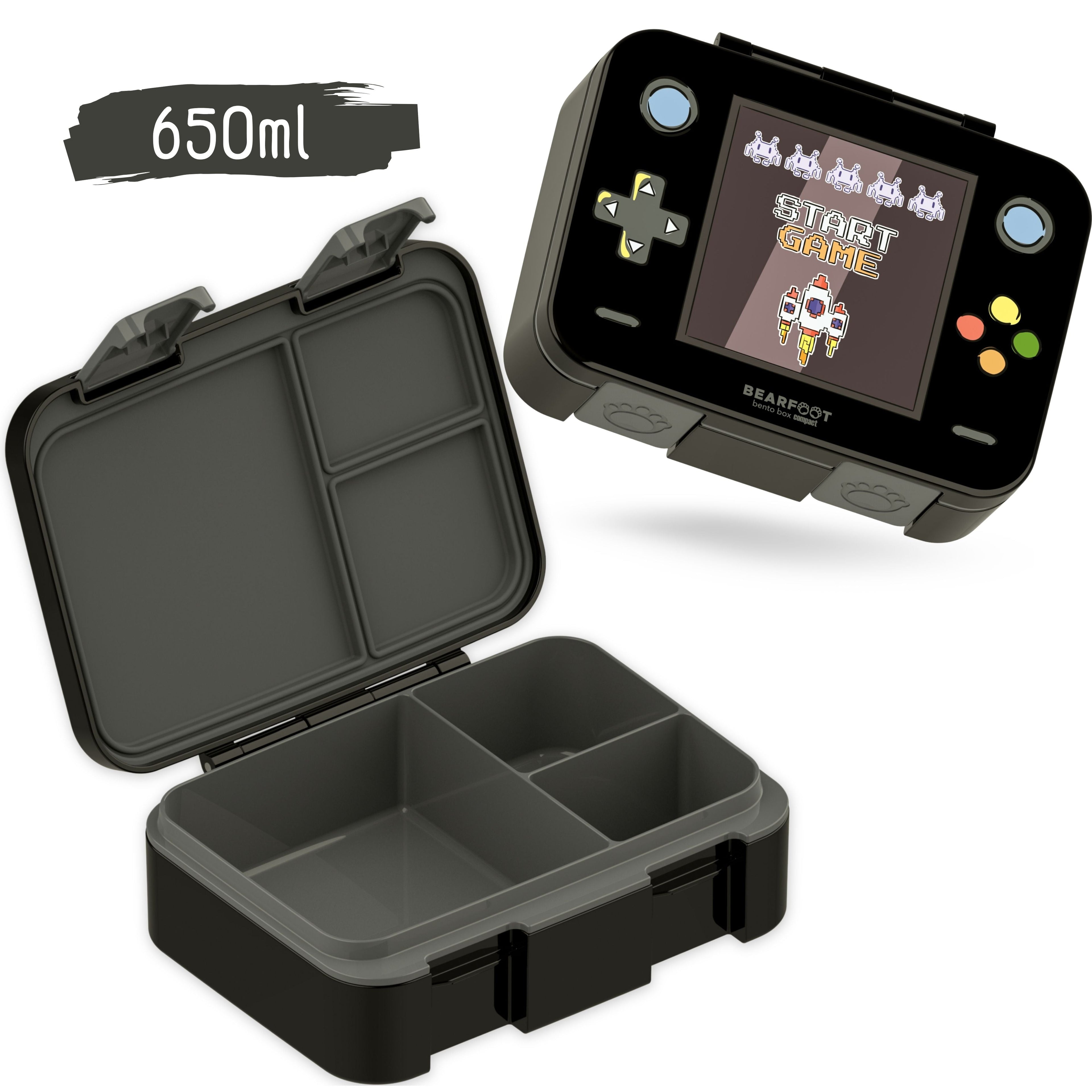 Lunchbox with Compartments, Lightweight & Leak-proof - Game Black