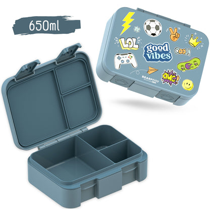 Brotdose mit Fächern, leicht & auslaufsicher - Sticker blau