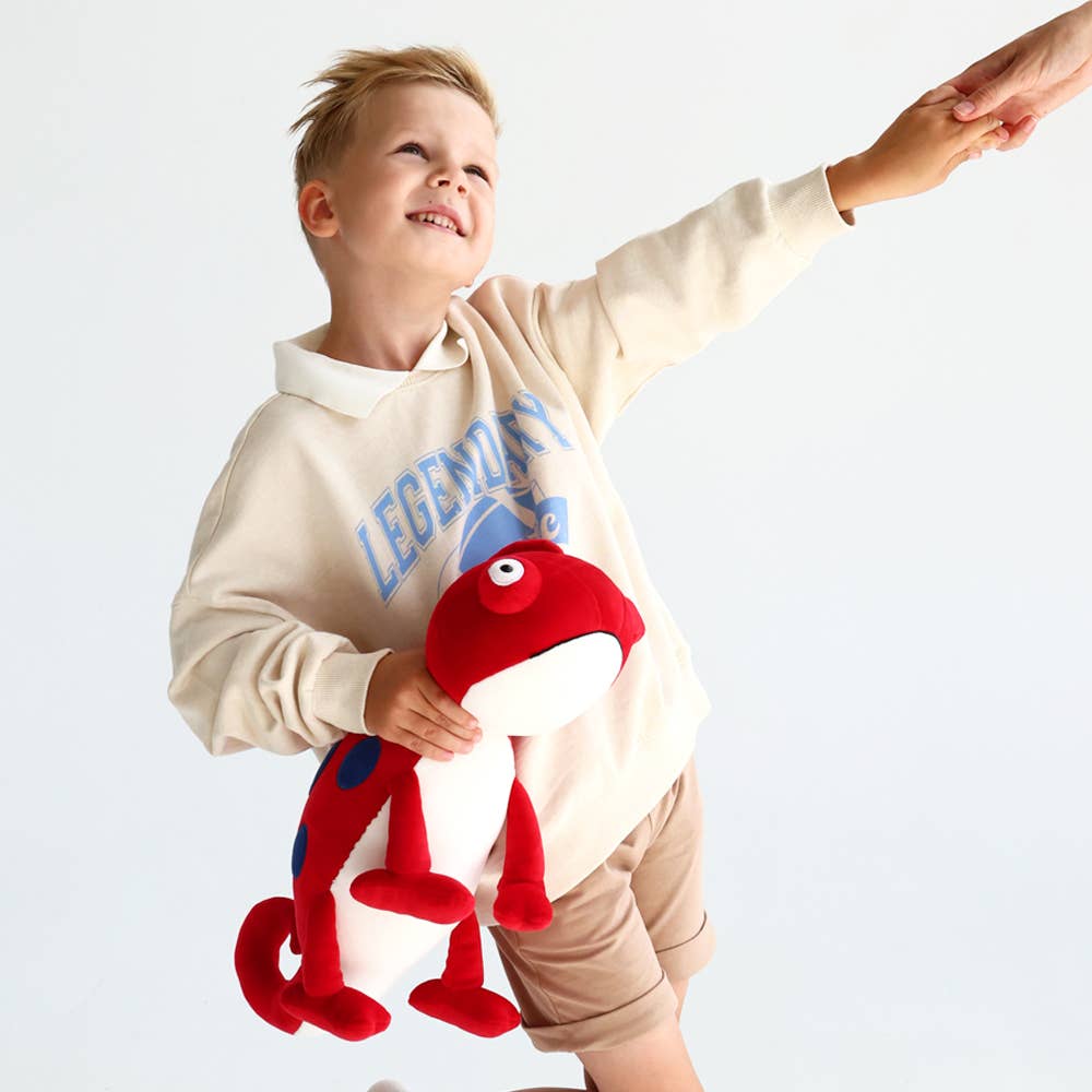 Peluche Caméléon rouge 30 cm