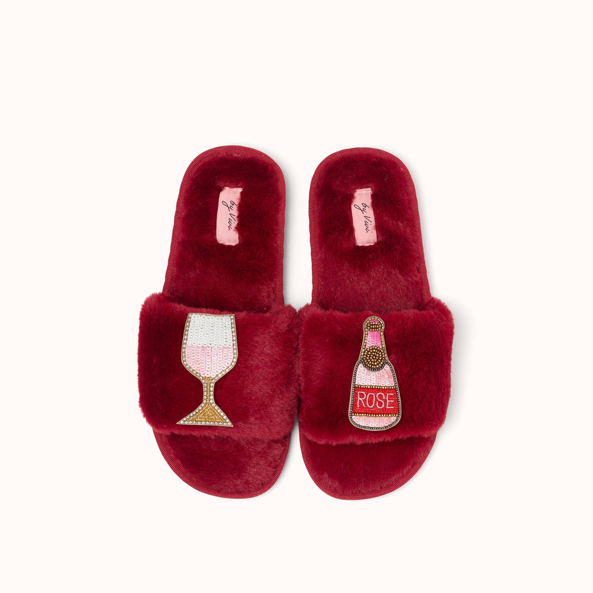 Pair of slippers brooches - Rosé wine