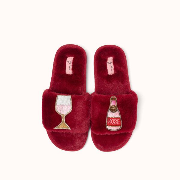 Pair of slippers brooches - Rosé wine
