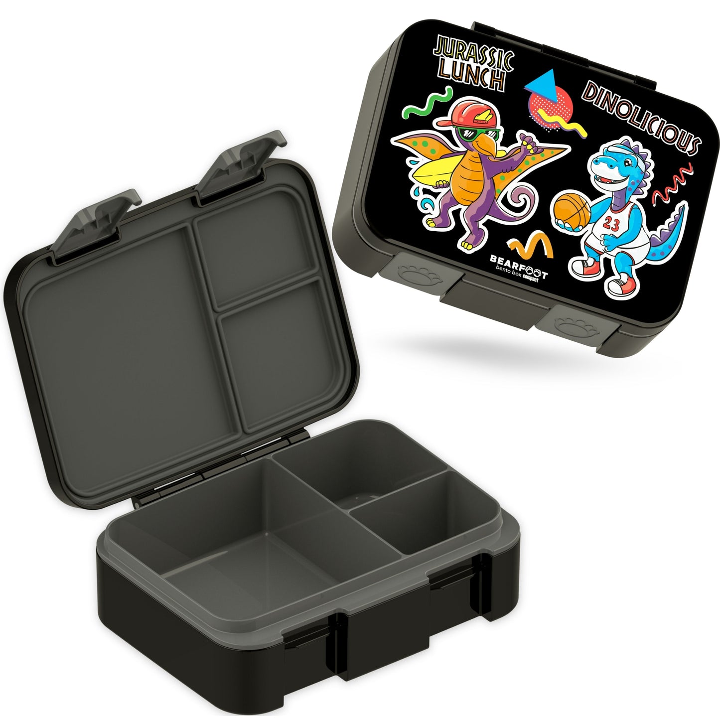 Lunchbox with compartments, lightweight & leak-proof - black