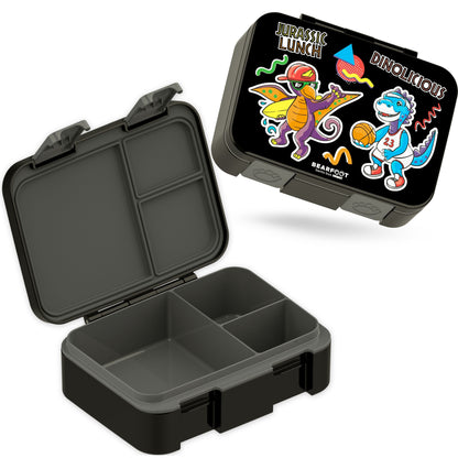 Lunchbox with compartments, lightweight & leak-proof - black