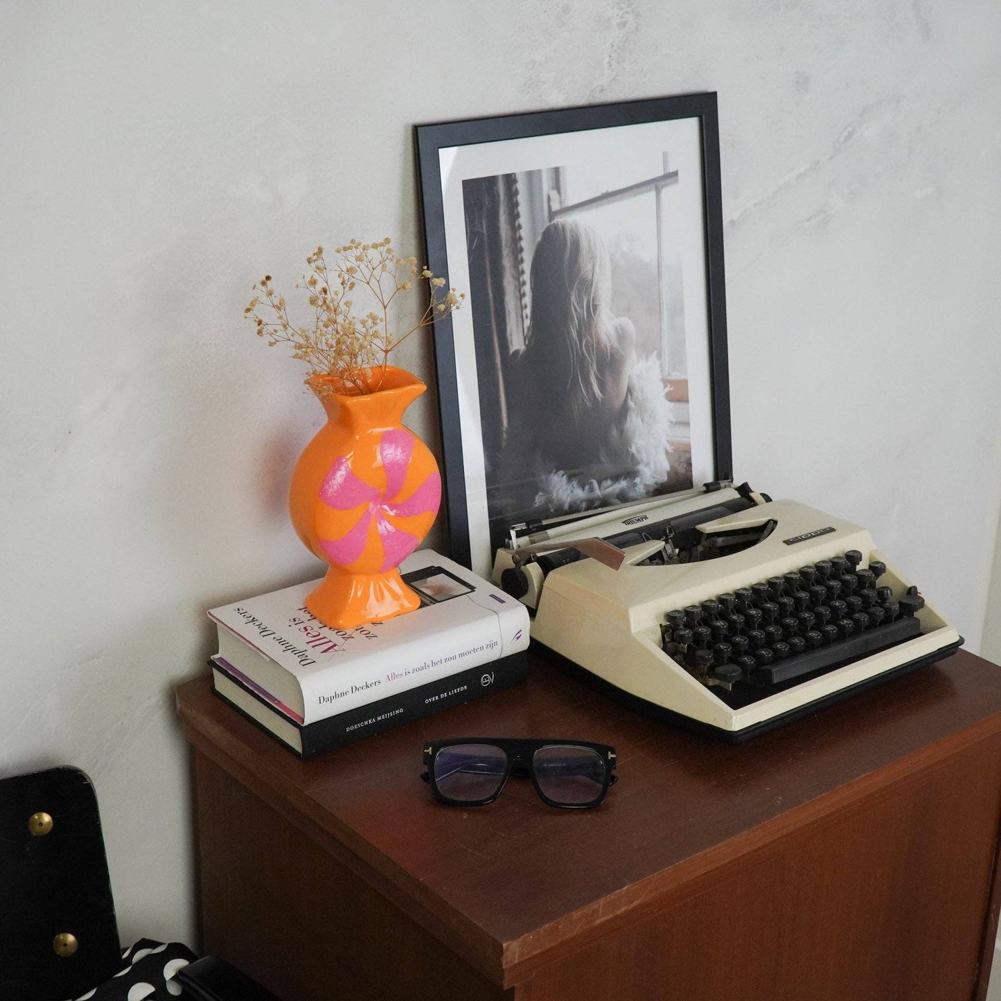 Flower Vase - Toffee Candy - Ceramic - Pink/Orange - 12x6.5x20cm