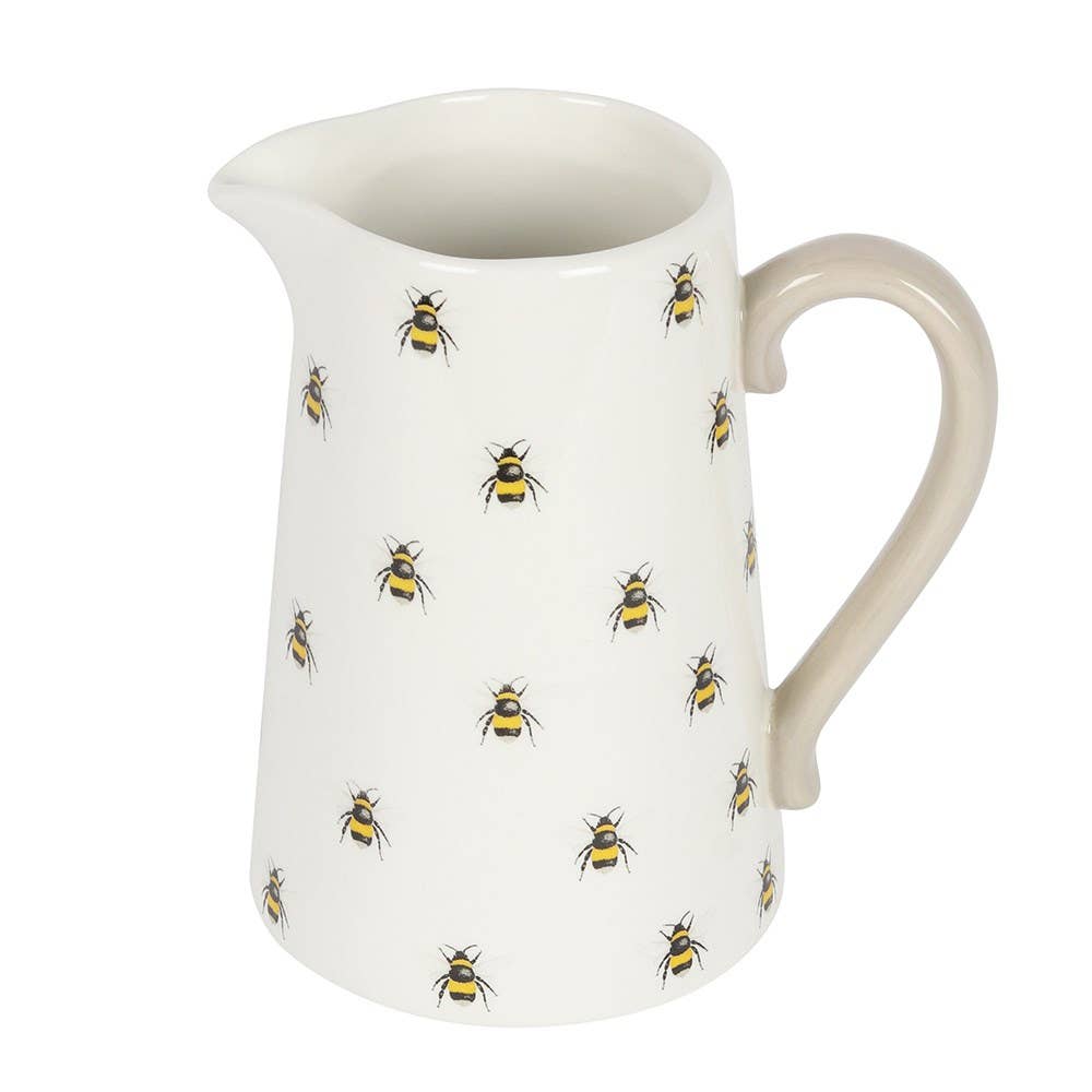 Ceramic pitcher with spring bee motif