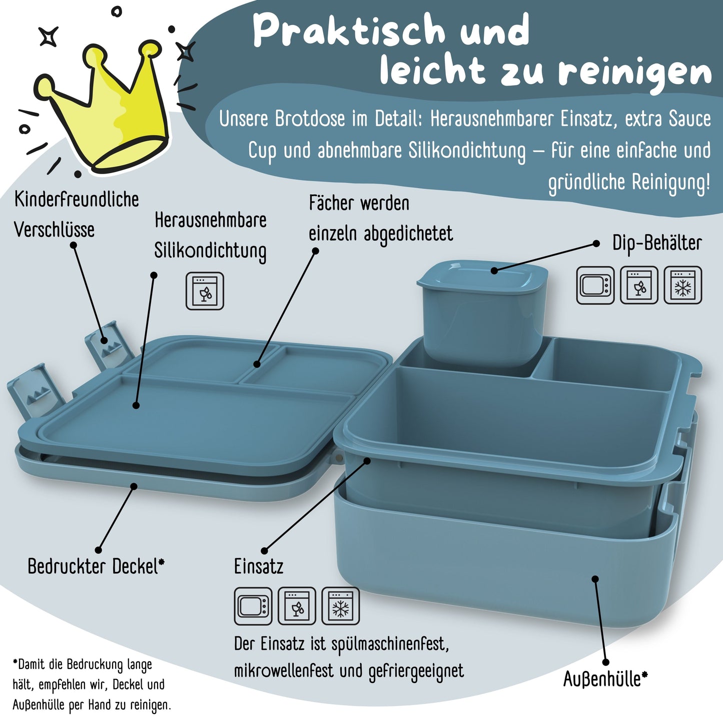 Brotdose mit Fächern, leicht & auslaufsicher - Feuerwehr